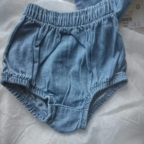 NWT 2 Piece Organic Chambray Jumper/ Dress & Bloomers - Picture 4 of 6